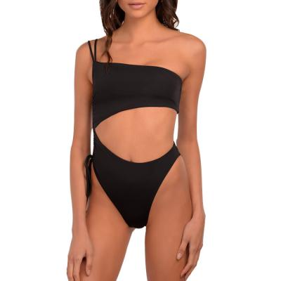 China High Quality Customized Nylon Spandex One Shoulder Lady Cheeky Black Swimwear Bikini Bottoms Anti-UV for sale