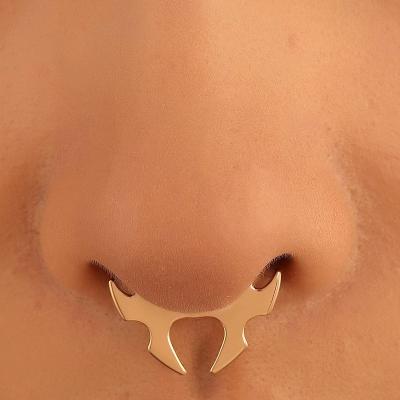 China TRENDY Perforation-free U-shaped horn nose clip ins fashion geometric bat nose ring piercing jewelry for men and women for sale