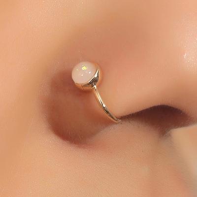 China High Shiny Polished Retro Opal Nose Unpunched Copper Nose Clip Fashion Piercing Jewelry For Men And Women for sale