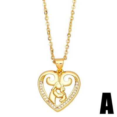 China Fancy Heart 18k Gold Zircon Mom Letter Jewelry Fashion Jewelry Pendant Necklace For Women Mother's Day Gifts Wholesale for sale