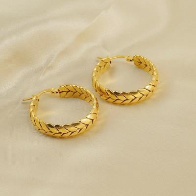 China Anti Allergy New Arrival Stainless Steel Hoop Earrings Gold Plated Wheat Ear Stud Earrings Accessories For Women Fashion Jewelry for sale