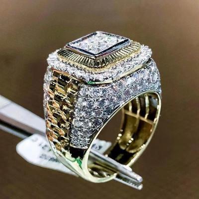 China New Hip-Hop Jewelry Zircon Fashion Jewelry Trend Rings Bling Bling Men's Accessories Hip-Hop Fancy Diamond Ring for sale