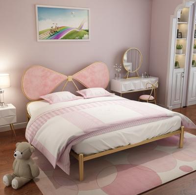 China Soft Bed Bedroom Furniture Gold European Elegant Modern Iron Frame Soft Bed for sale