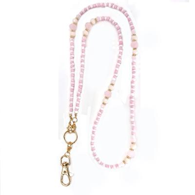 China Hot Selling Lanyard Retractable Lanyard Card Holder Color Fashion Cheap Id Standard Badge Clip Bling Rhinestone Pearl ID Badge for sale