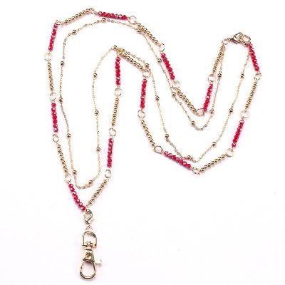 China High Quality Custom Made Bling Rhinestone Pearl Lanyard Id Card Holder Woven Low Price Security ID Card Holder Lanyard for sale