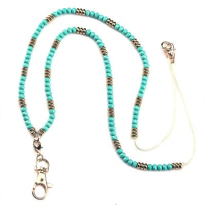 China Bling Rhinestone Stone Bead Customized Pantone Colors Lanyard Retractable Id Badge Clip Manufacture Supply ID Card Holder Lanyard for sale