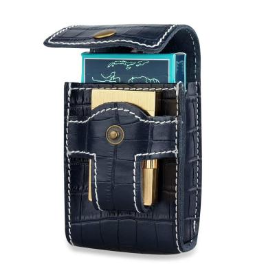 China Men's Protective Case Woman/Crocodile Pattern Wallet Leather Cigarette Holder With Stand Holder Belt Buckle Lighter Cigarette Box Pouch for sale