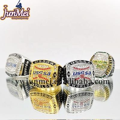 China CLASSIC professional manufacturer china custom 18k gold plating baseball and stainless steel usssa championship ring for sale