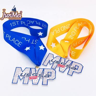 China High Quality 2D Metal Custom Sport High Quality Custom 2D Metal Ribbon Marathon USSSA Championship USSSA Championship MVP Medal Hanger Pendant for sale