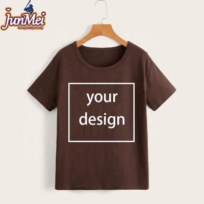 China Anti-wrinkle plain high quality cotton T-shirt short sleeve fashion JUNMEI Logo Shirt loose unisex custom made for men for sale