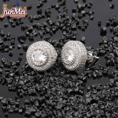 China JUNMEI Latest Design 925 FASHIONABLE Diamond Charms Earrings Gold Plated Silver Stud Earrings For Men And Women for sale