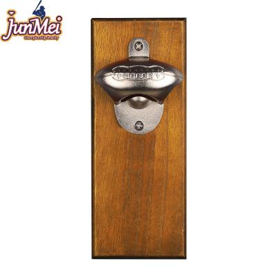 China New JUNMEI Decoration 20*8*5cm Fashion Wood and Alloy Baseball Football Soccer Basketball Hockey Golf Beer Bottle Opener for Sports Lovers for sale