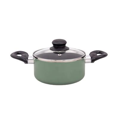 China Non Sustainable Pressed Stick Aluminum Casserole Induction Stock Pot Set With Glass Lid for sale