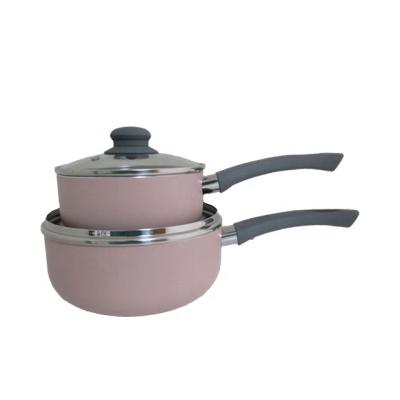 China Viable HOT SALE COLORED NON-STICK PAN / SAUCE POT WITH LID CD BOTTOM SIZE 16/18 cm for sale