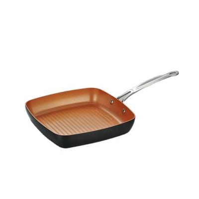 China HOT SELLING COPPER COLOR GRILL PAN NON-STICK COATING SIZE 24/28 cm for sale