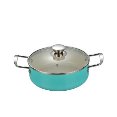 China NEW PRODUCT HIGH QUALITY CERAMIC NON-STICK COATING viable PRESSED FRY PAN WITH STAINLESS STEEL EAR SIZE 18/20/22/24/26/28/30 cm for sale