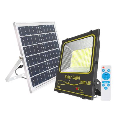 China Long Lifespan 50 Watt RGB LED Sensor High Quality Solar Panel Garden Large Capacity Battery Solar Flood Light for sale