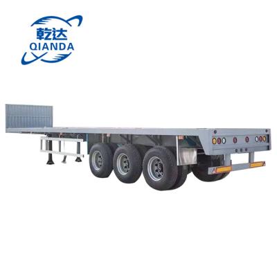 China Truck Trailer 3 Axle Flatbed Trailer With Lock Flat Bed Semi 40 Feet Used Flatbed Semi Trailer Africa for sale