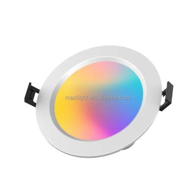 China Modern Hotel Home Project Lighting COB RGBW+CCT Spotlights APP Anti-glare Indoor Colorful Adjustable Colored Control Recessed Led Downlight for sale