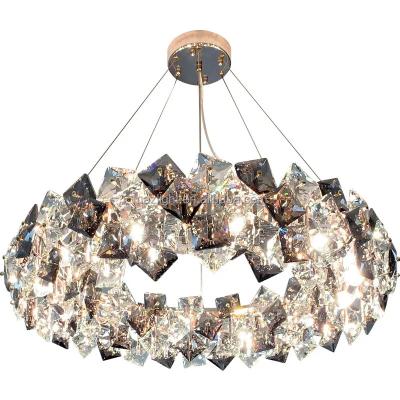 China Modern Pendant Rectangle Shape Crystal Lamp Modern Glass Decorative Iron Ceiling Lamp Chandeliers For Hotel Indoor Home Lighting Fixture for sale