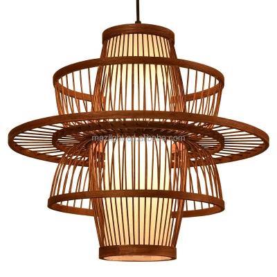 China Modern Handmade Rattan Lamps Wicker Chandelier Shade Hanging E27 Straw Hat Natural Decorative Bamboo Socket Light Pendant Lamp for sale