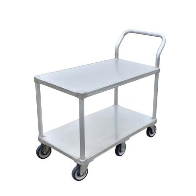 China Manufacture Rustproof Factory Price 2 - Row Solid Stainless Steel Top Service Cart Carts Utilities Action Truck for sale