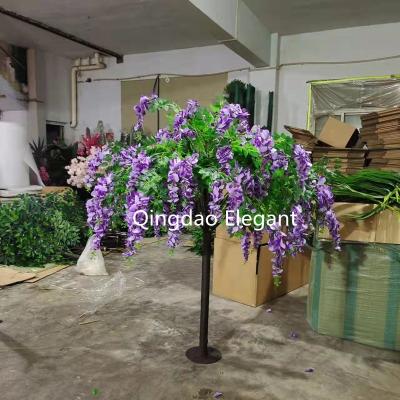 China Minimalist plant table centerpiece decoration artificial plant wisteria flower direct wedding white purple tree for sale