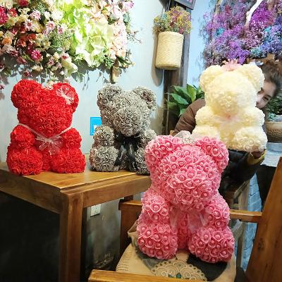 China Minimalist 25cm 40cm 60cm PE Foam Valentine's Day Gift Box Artificial Rose Teddy Bear for sale