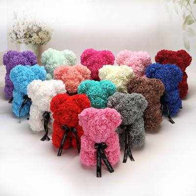 China Beautiful Hot Sale Mother's Day Gifts 25cm PE Foam Teddy Bears Artificial Rose Flowers Teddy Bear For Mother's Day for sale