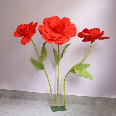 China Artificial Valentine Mother's Day PE Rose Giant Rose Moss Flower Wall Decoration Wedding Stage Party Garden Decoration 80-100cm for sale