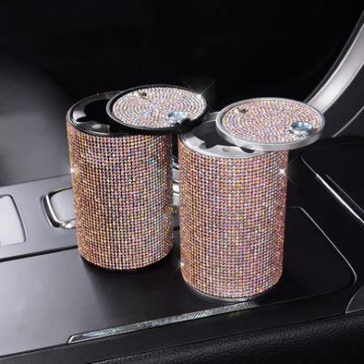 China Multifunctional Gift Personality Covered Bling Metal Car Accessories Car Ashtray for sale