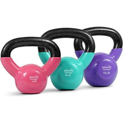 China Commercial Use China Gym Fitness Cast Vinyl Coated Kettlebells Weight Strength Set Core Weightlifting Training Kettlebell for sale