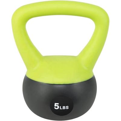 China Commercial Shockproof Soft Weight Sand Iron Kettlebell Fitness Equipment Soft Use PVC Sand House Competition Steel Kettlebell for sale