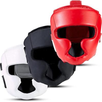 China High Quality Boxing Trainees Custom Made Eco-friendly Head Guard Kickboxing PU Boxing Helmet Safety Headgear for sale