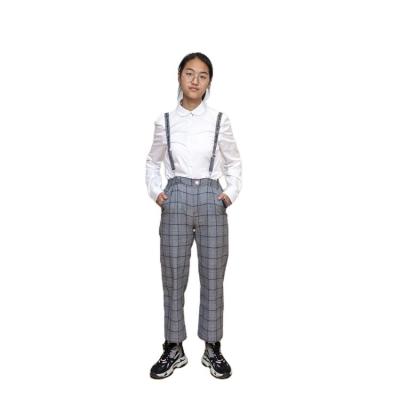 China High Quality Breathable Grid Kids Suspender Pants for sale