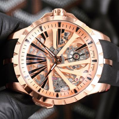 China Unique Luxury Men's Message Automatic Mechanical Skeleton Movement 46mm Flight Recall Tourbillon Watches For Sale for sale