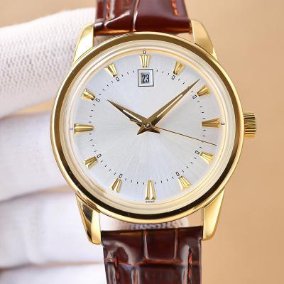 China Luminous Made in China T8 Factory 40mm Gold Mens Stainless Steel Automatic Mechanical Watch with Leather Band for sale