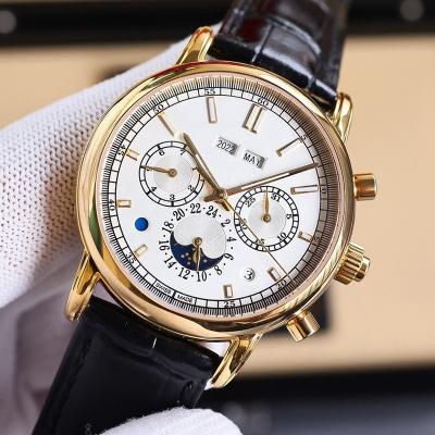 China Rose Gold Sapphire Winding 5204R-001 Automatic Manual Date Chronograph Crystal Men's Unisex Perpetual Calendar Watch for sale