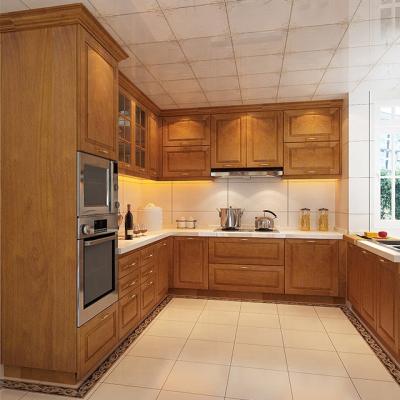 China Environmental Friendly Customized High Quality U Shaped Modern Shaker Cabinet Wooden Kitchen Set for sale