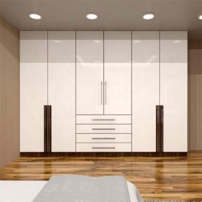 China Cheap High Gloss Sliding Door Wardrobe Wardrobe (The Other) Adjustable Apartment With 4 Drawers for sale