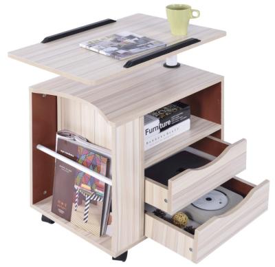 China Durable Adjustable (Height) Fashion Bedside Table Laptop Desk With Rolling Drawers for sale