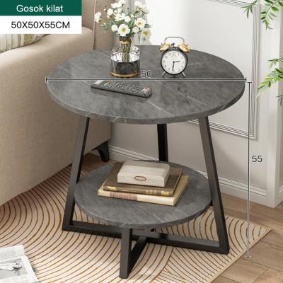 China Multifunctional High Quality Corner Table Wooden Living Room Furniture 2 Tiers Coffee Table With Metal Frame for sale