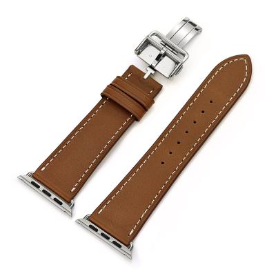 China Fashion Smart Watch Bands Accessories Band 42Mm 38Mm Leather Watchband With Folding Buckle For Apple Iwatch for sale