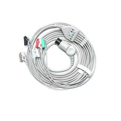 China Exam 6 lead ecg cables medical one piece wire 6pin leads ecg cable for sale