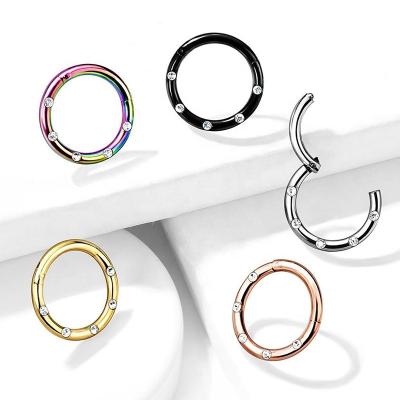 China FASHION G23 Titanium Closed Ring Titanium With Drill Nose Ring Titanium Alloy Sting Jewelry Earrings for sale