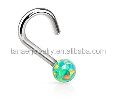 China FASHIONABLE Stainless Steel 20gauge Create-Opal Surgical Nose Ring Nose Piercing for sale