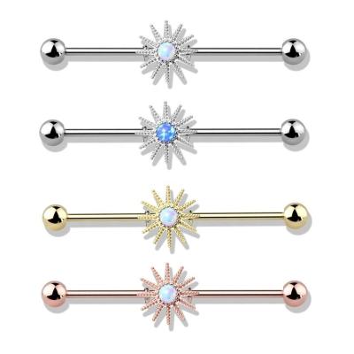 China Fashion 14G Opal Starburst Industrial Surgical Steel Barbell for sale