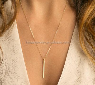 China Decorate Stainless Steel Gold Blow Down Vertical Bar Necklace Simple Elegant Bar Pendant Necklace for sale