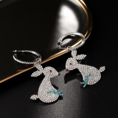 China FASHIONABLE Star the Same Alloy Crystal Earrings Rabbit Pendant Fashion Earrings for sale