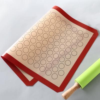 China Custom Viable Fiberglass Dough Pastry Oven Baking Tray Pad Macarron Silicone Baking Mat for sale